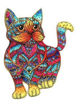 Puzzle drewniane kolorowe Kot