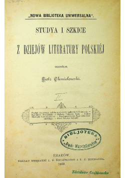 Studya i szkice z dziejów literatury Polskiej II  1889 r.