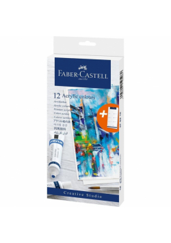 Farby akrylowe w tubkach 12 kolorów FABER CASTELL