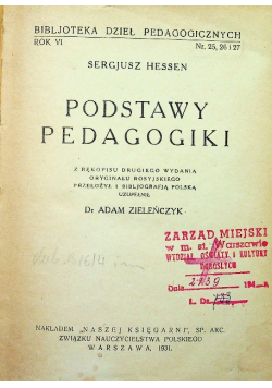 Podstawy Pedagogiki 1931 r.