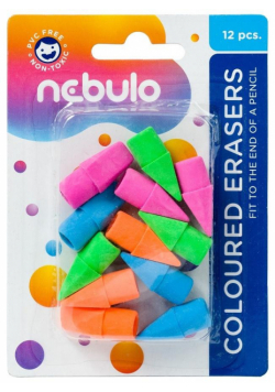 Gumki do mazania kolorowe 12szt NEBULO