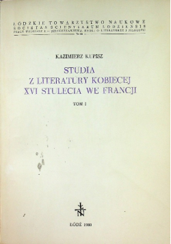 Studia z literatury kobiecej XVI stulecia we Francji