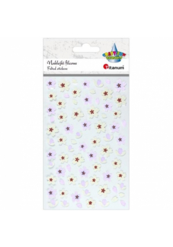 Naklejki filcowe kwiaty biało-czerwone mix 75szt.