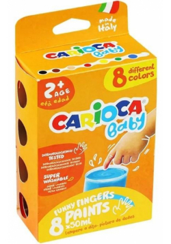Farby tempera do malowania palcami 8 kol CARIOCA