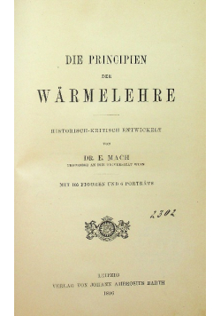 Die principien der warmelehre 1896 r.