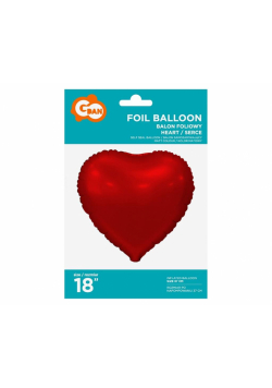 Balon foliowy Serce matowe czerwone 46cm