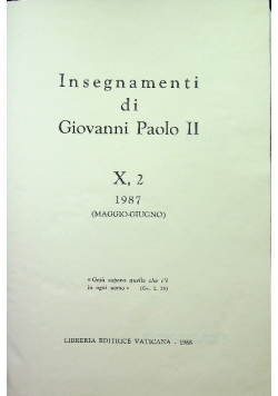 Insegnamenti di Giovanni Paolo II Tom X Część 2