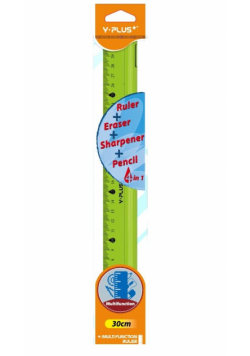 Linijka 4w1 30cm Linijka gumka temperówka ołówek