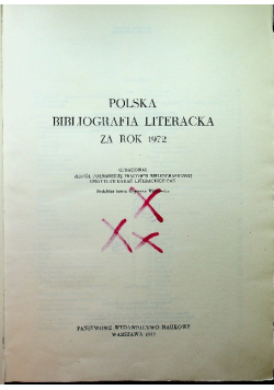 Polska bibliografia literacka za rok 1972