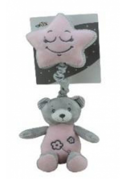 Pozytywka z gwiazdką miś różowy 35cm