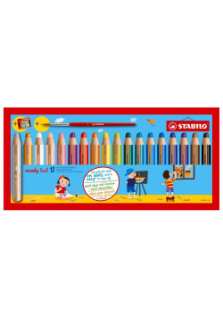 Kredki Woody 3w1 18 kol + temperówka STABILO