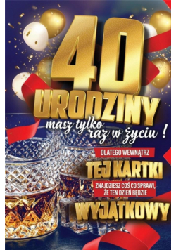 Karnet Urodzinowy 40 + naklejka
