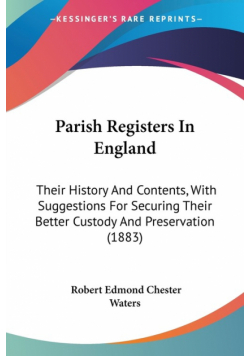 Parish Registers In England