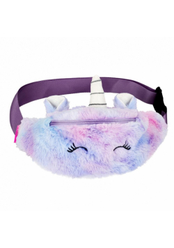 Saszetka na pas pluszowa niebieska Unicorn