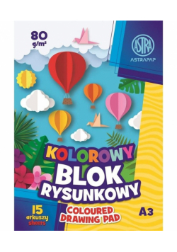 Blok kolorowy barwiony A3/15K (10szt) ASTRA