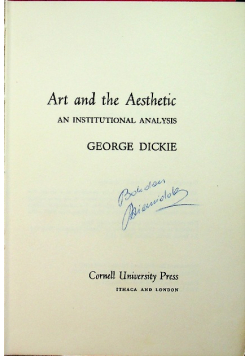 Art and the aesthetic An Institutional Analysis