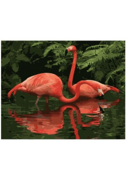 Malowanie po numerach - Szkarłatne flamingi 40x50