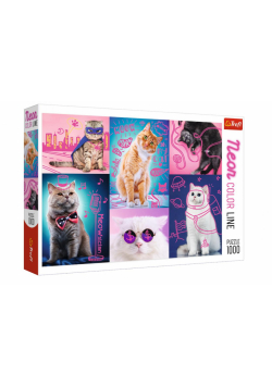 Puzzle 1000 Neon Color Line - Super cats TREFL