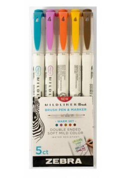 Marker Mildliner Brush Warm 5 kolorów