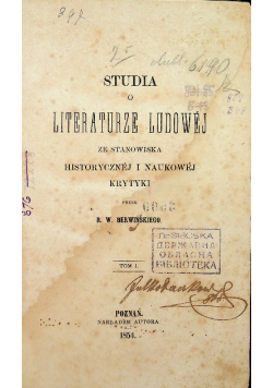 Studia O Literaturze Ludowej 1854 r.