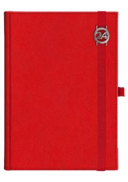 Kalendarz 2024 B5 tygodniowy z notesem Cross z gumką z ażurową data czerwony