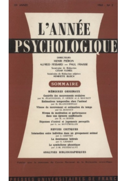 L annee Psychologique Sommaire