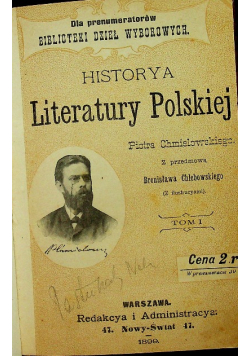 Historya Literatury Polskiej Tom I 1899 r.