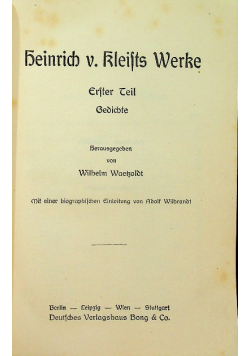 Heinrich Kleits Werke Erster Teil 1900 r.