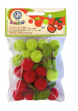 Pompony dekoracyjne 20mm - Słodkie wisienki ASTRA