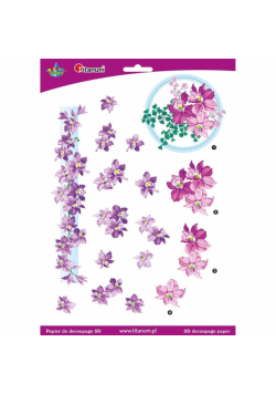 Papier do decoupage 3D kwiaty clematis arkusz