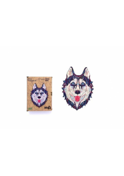 Puzzle drewniane eko 123 Śnieżny husky A3