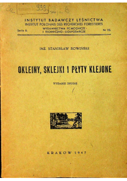 Okleiny sklejki i płyty klejone 1947 r