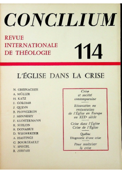 Concilium 114 L ' Eglise Dans La Crise