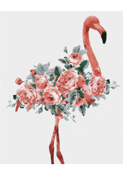 Malowanie po numerach - Kwiatowy flamingo 40x50cm