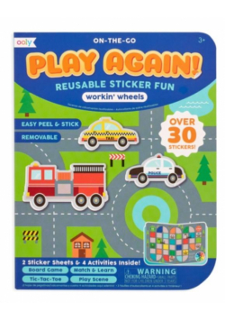 Naklejki wielorazowe mini z grą Play Again Pojazdy