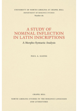 A Study of Nominal Inflection in Latin Inscriptions