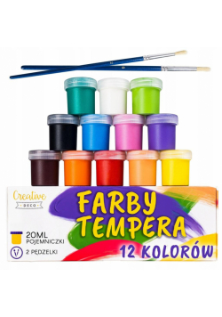 Farby plakatowe tempery zestaw 12 kolorów 20ml