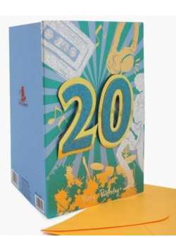 Karnet B6 MNJ-19-405 naklejany brokat Urodziny 20