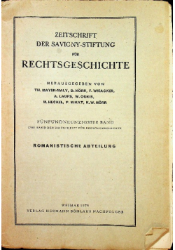 Zeitschrift der Savigny Stiftung Rechtsgeschichte