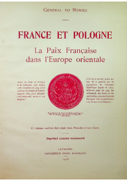 France et Pologne La paix française dans l Europe orientale 1918 r.