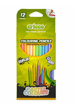 Kredki trójkątne pastelowe 12 kolorów CRICCO