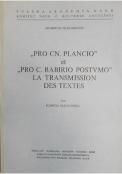Pro Cn Plancio et Pro C Rabirio Postumo