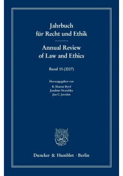 Jahrbuch fur Recht und Ethik Annual Review of Law and Ethics Band 15