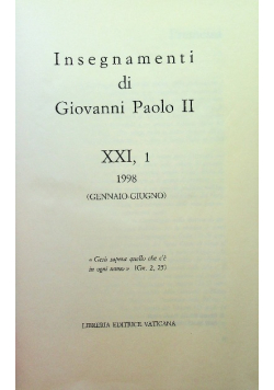 Insegnamenti di Giovanni Paolo II XXI część 1 1998