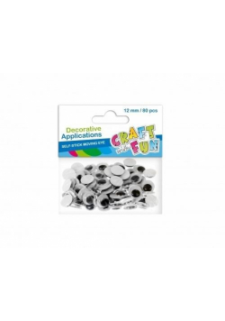 Ozdoba dekoracyjna oczy samoprzylepne 12mm 80el
