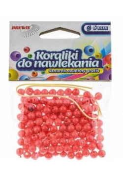 Koraliki do nawlekania czerwone + sznurek 6mm 16g