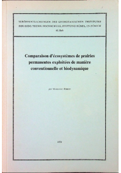 Comparaison decosystemes de prairies permantes exploitees de maniere conventionnelle et biodynamique