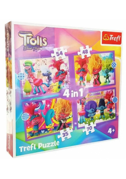 Puzzle 4w1 Przygody kolorowych Trolli TREFL