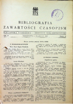 Bibliografia zawartości czasopism Zeszyt 12 1972 r