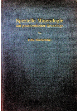 Spezielle mineralogie auf geochemischer grundlage